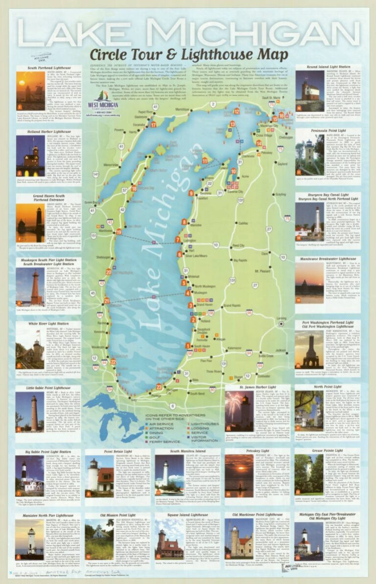Lake Michigan Circle Tour U0026 Lighthouse Map West Michigan Tourist Association Concept And Design By Harbor House Publishers Inc American Geographical Society Library Digital Map Collection UWM Libraries Digital Collections