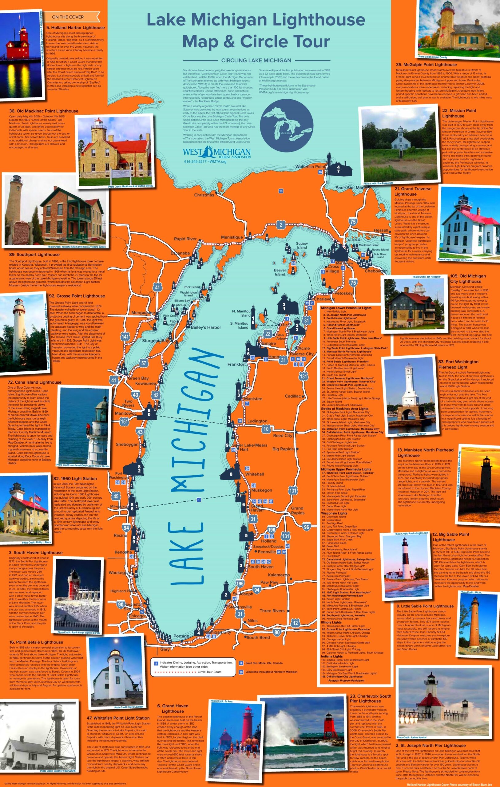 Lake Michigan Lighthouse Map Ontheworldmap