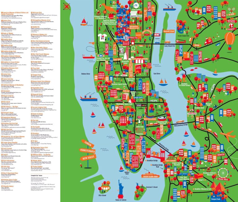 Large Detailed New York Tourist Attractions Map New York USA United States Of America North America Mapsland Maps Of The World