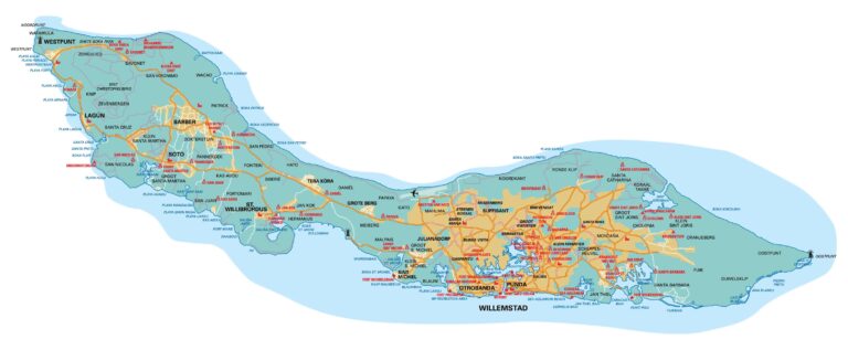 Large Detailed Road Map Of Curacao Netherlands Antilles With Airport Netherlands Antilles North America Mapsland Maps Of The World