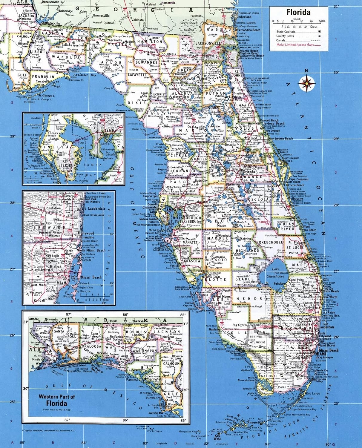 Large Map Of Florida State With Major Cities Taiwan Ubuy