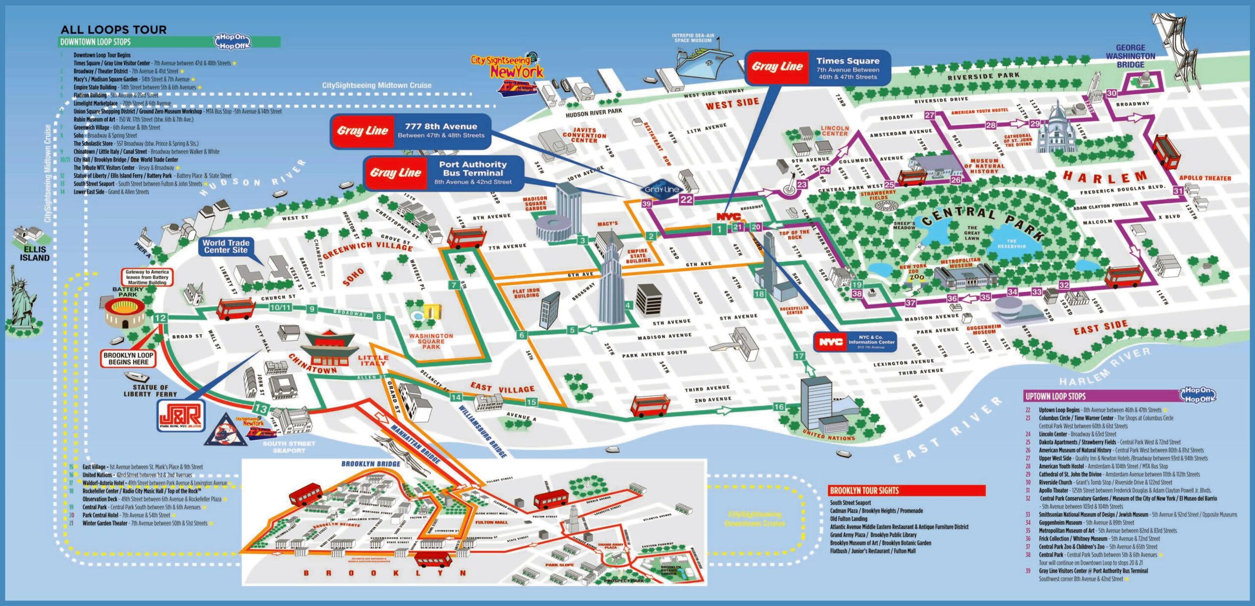 Large Printable Tourist Attractions Map Of Manhattan New York 