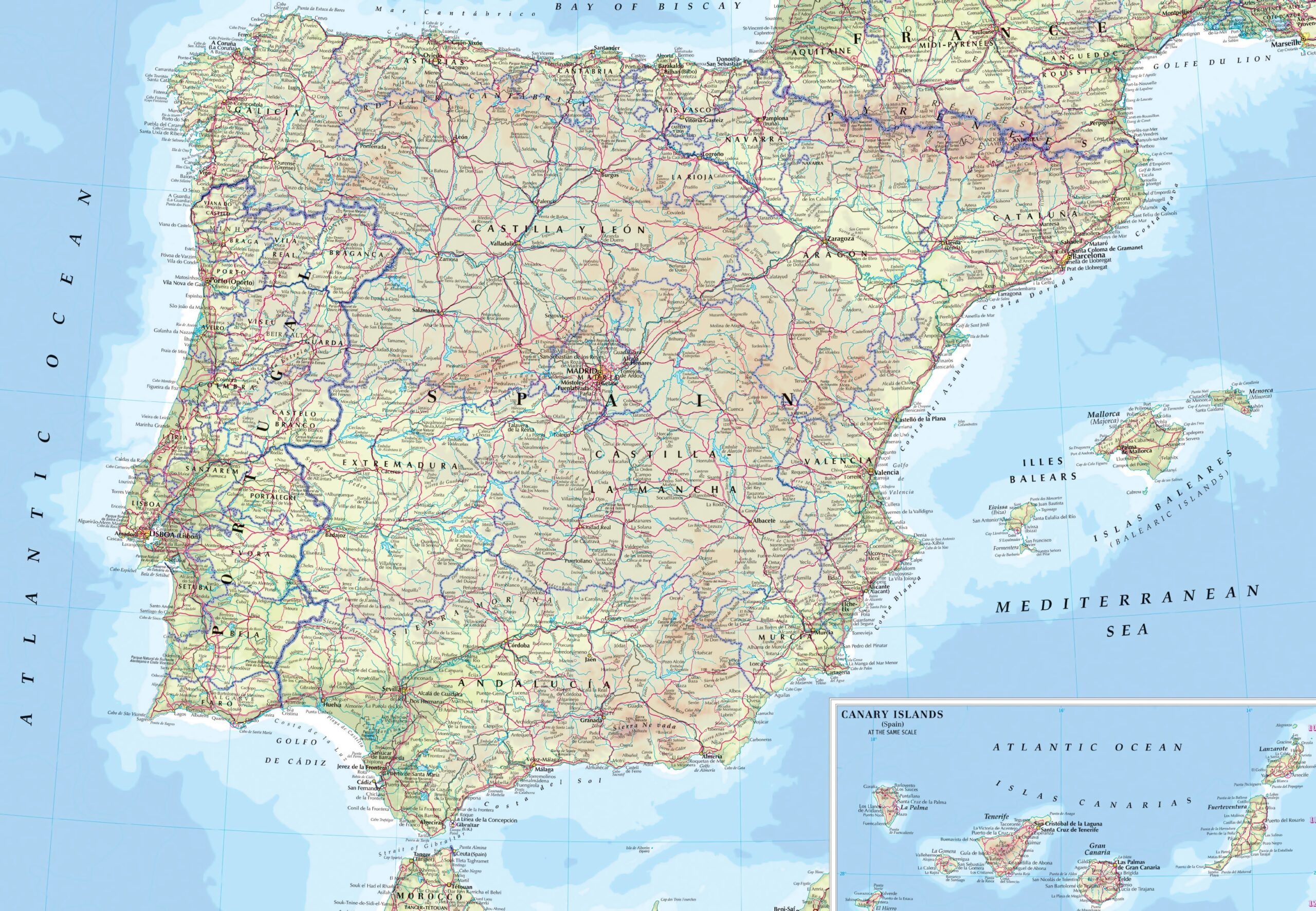 Printable Map Of Spain And Portugal
