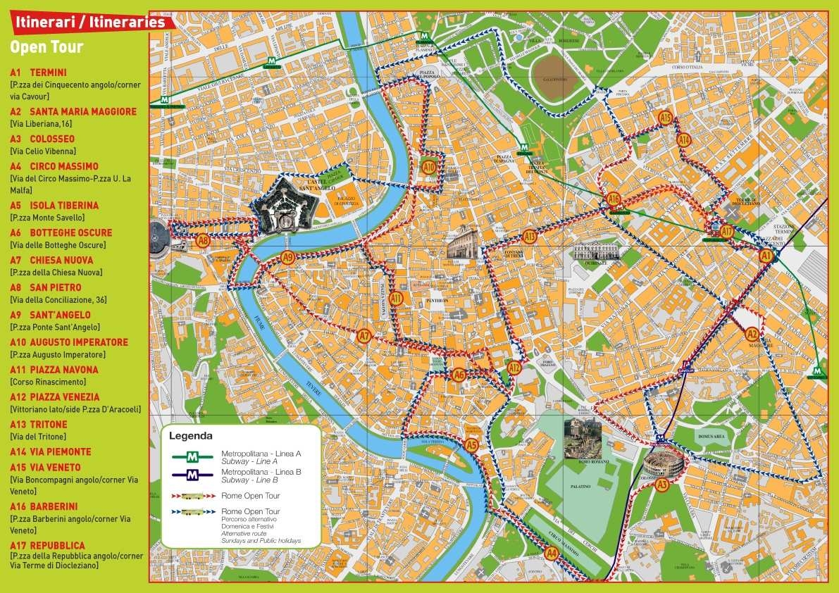 Rome Map Attractions Printable