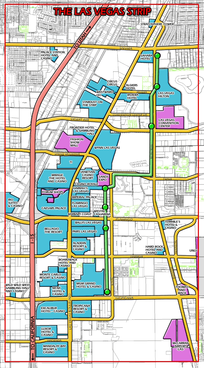 Las Vegas Strip Map Strip Map Of Las Vegas City Vidiani Worksheets Library