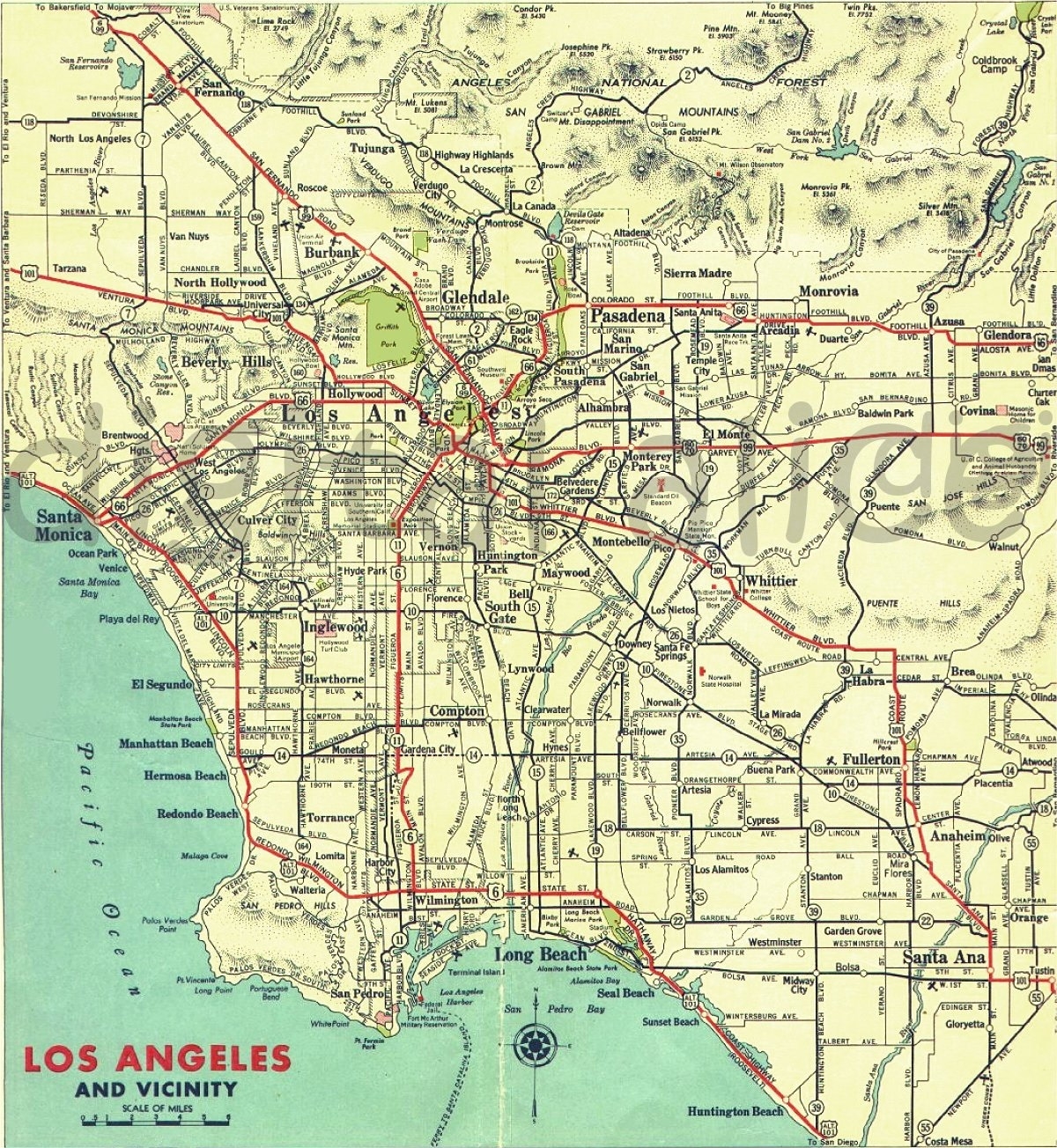 Los Angeles Digital Map Printable Map Download City Of LA Colorful Antique Map Instant Download Digital Printable Map