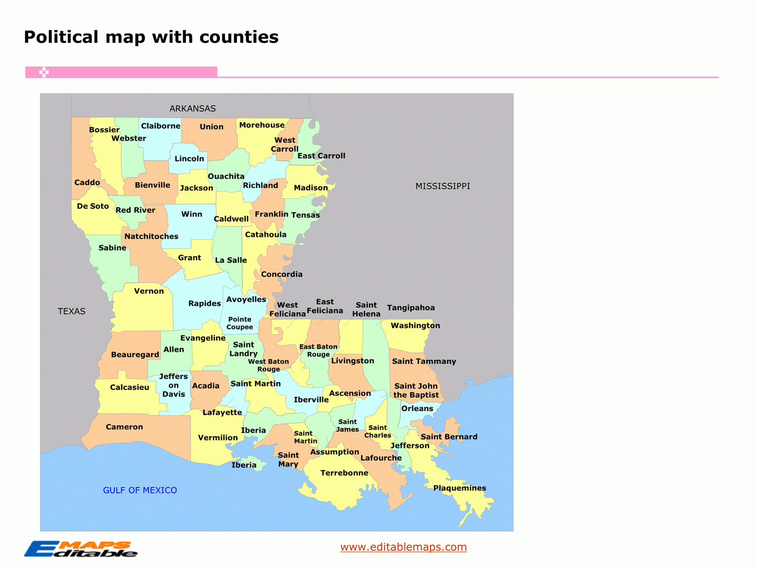 Printable Louisiana Parish Map
