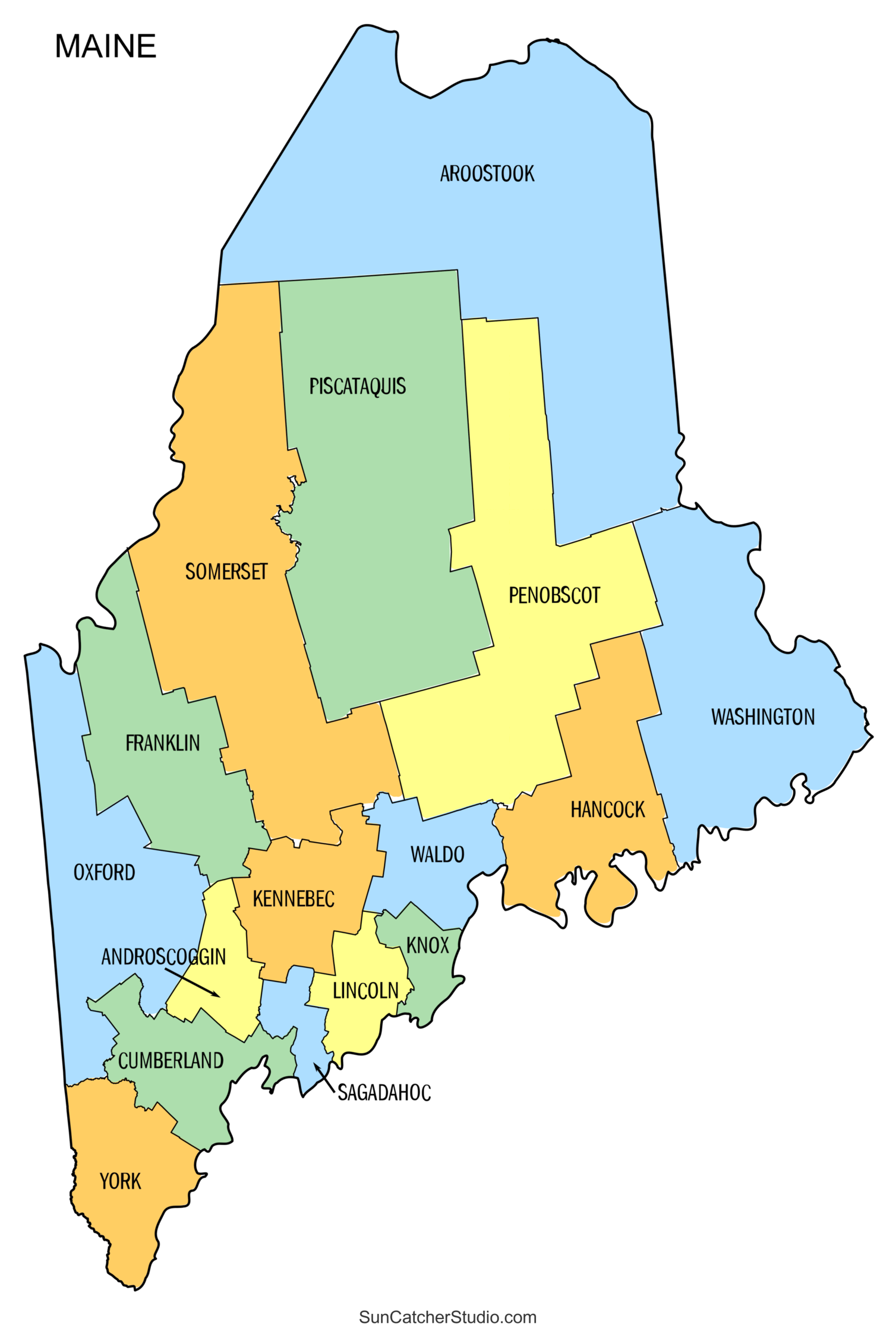 Maine County Map Printable State Map With County Lines Free Printables Monograms Design Tools Patterns U0026 DIY Projects