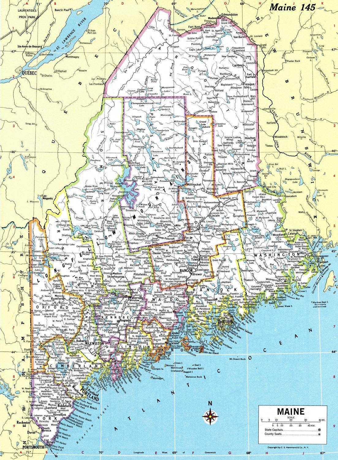 Maine Map Instant Download Printable Map Digital Download Wall 