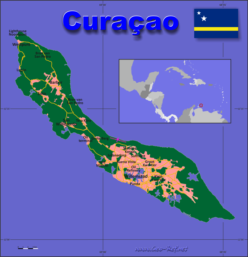 Map Cura ao Popultion Density By Administrative Division