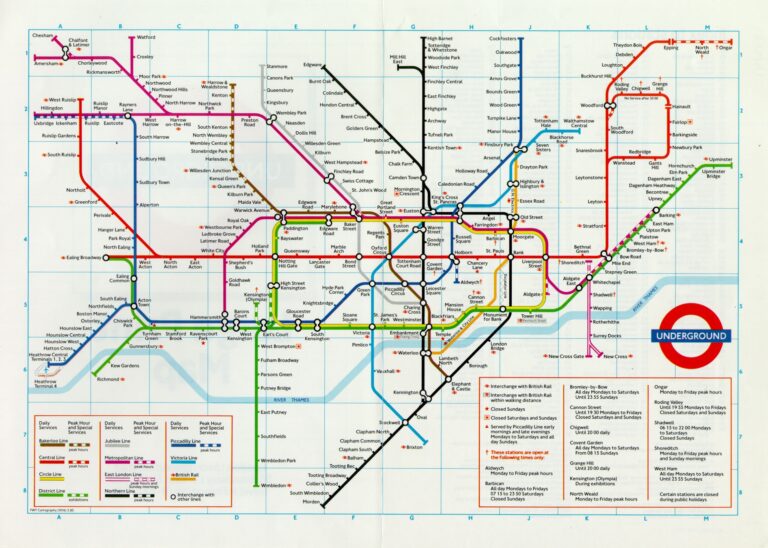 Map Large Print Pocket Underground Map 1985 London Transport