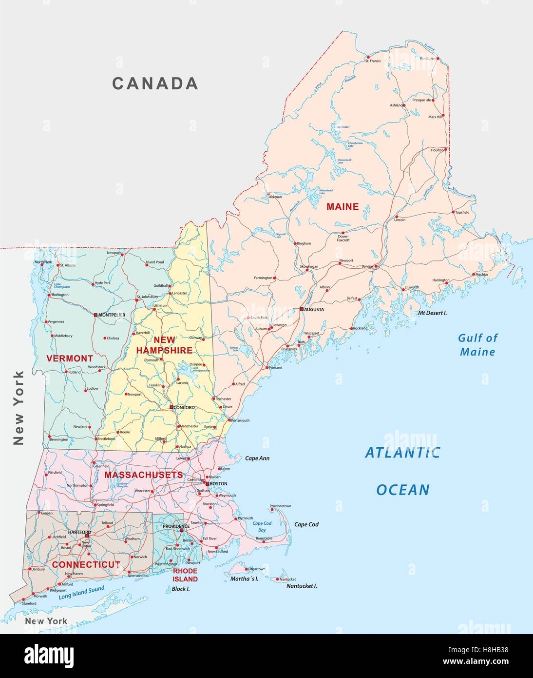 Map New England Hi res Stock Photography And Images Alamy