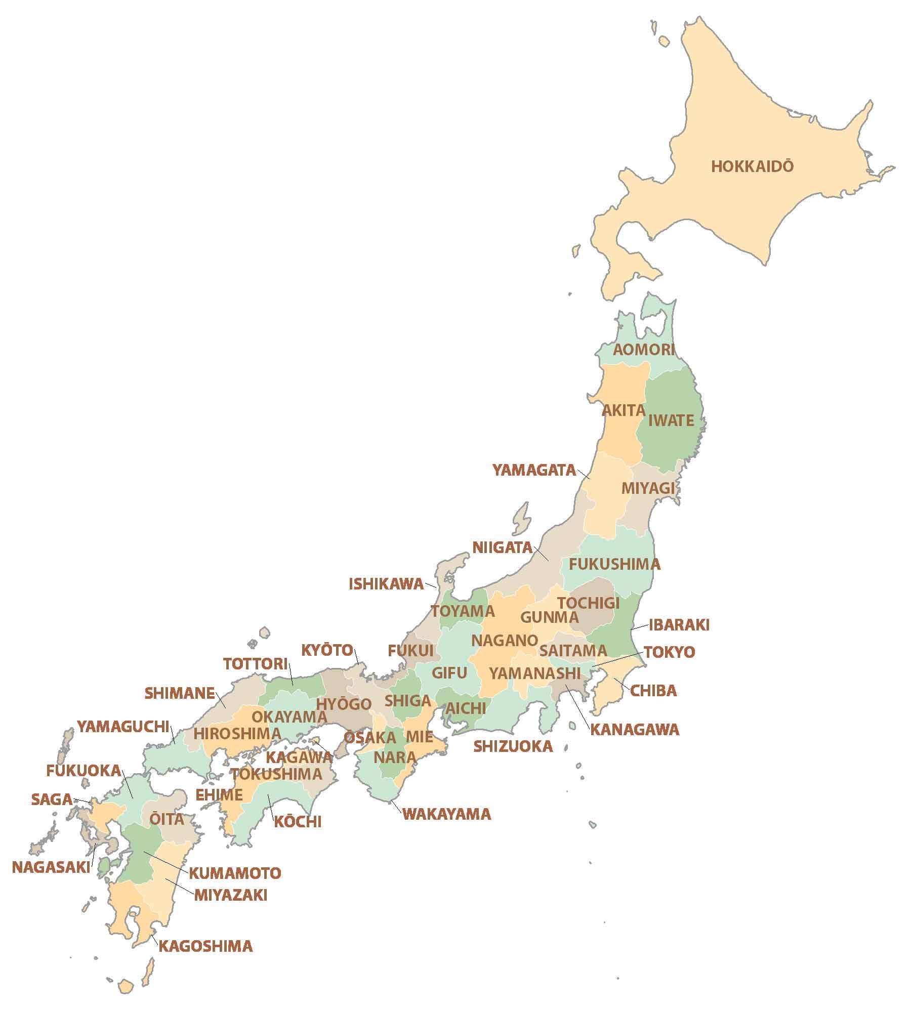 Japan Map Printable