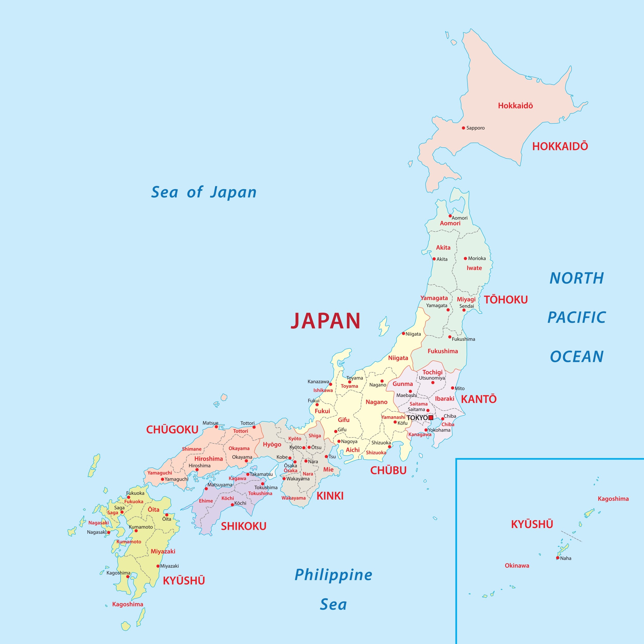 Japan Printable Map