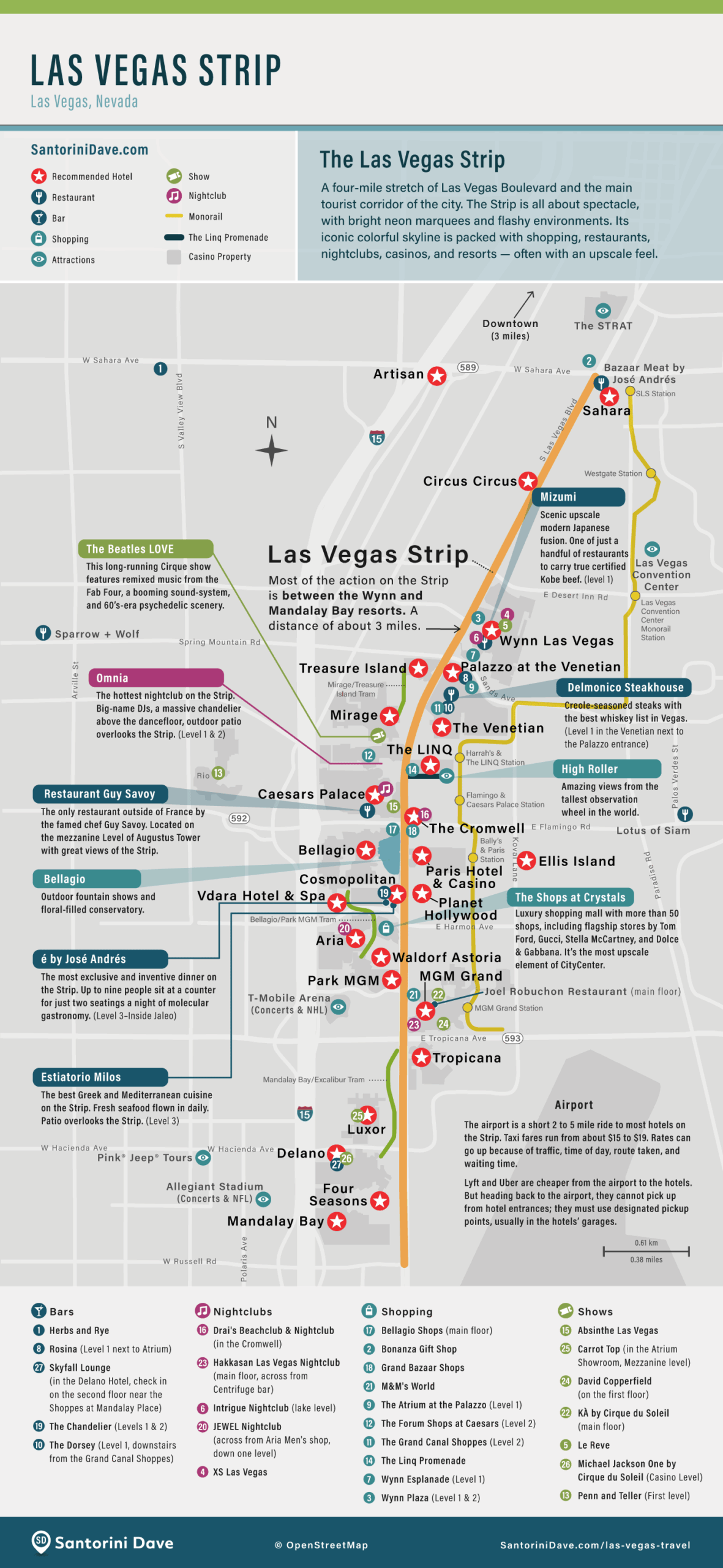Map Of Las Vegas And The Strip Casinos Airport Tram 