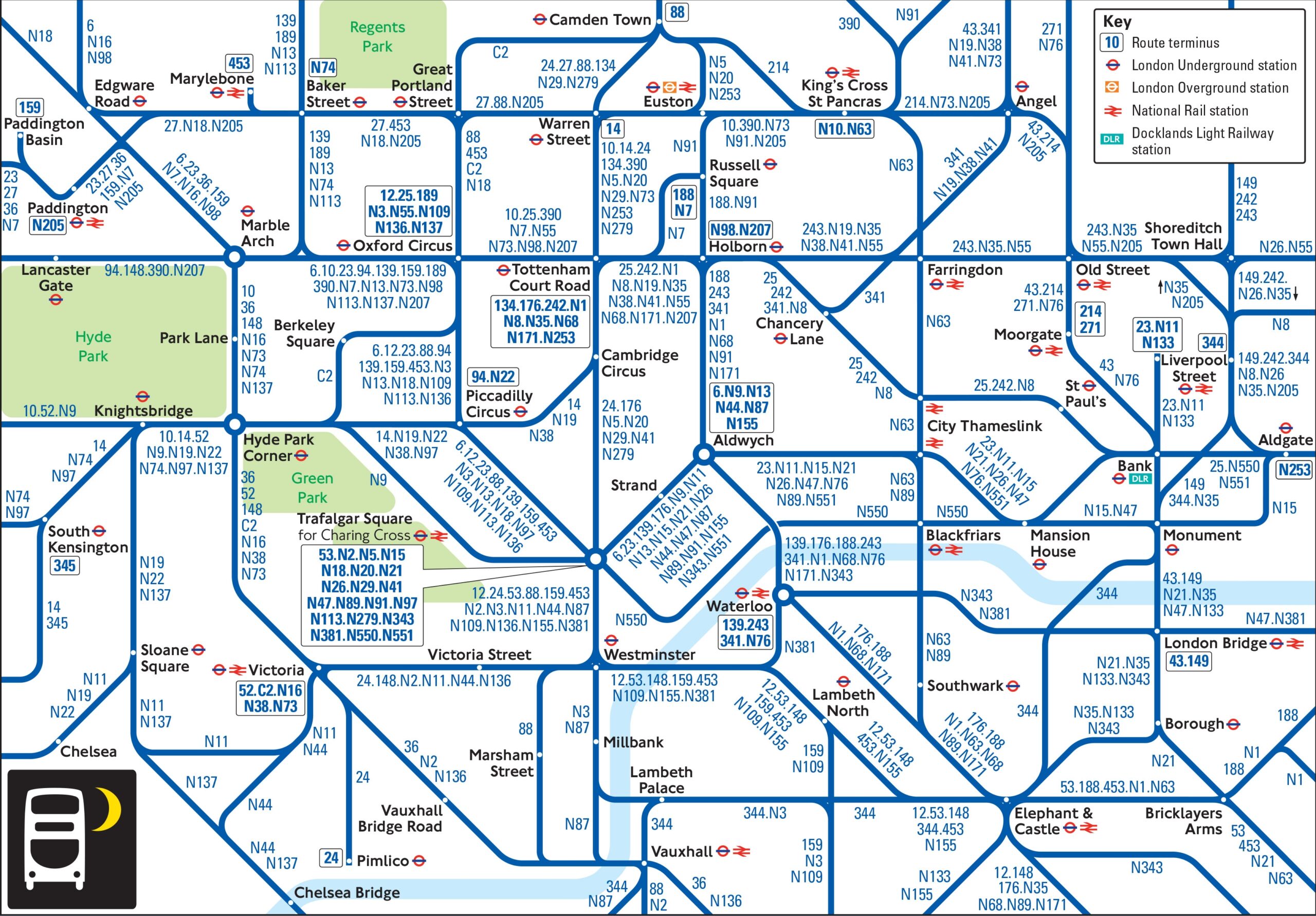 Map Of London Bus U0026 Night Bus Stations U0026 Lines