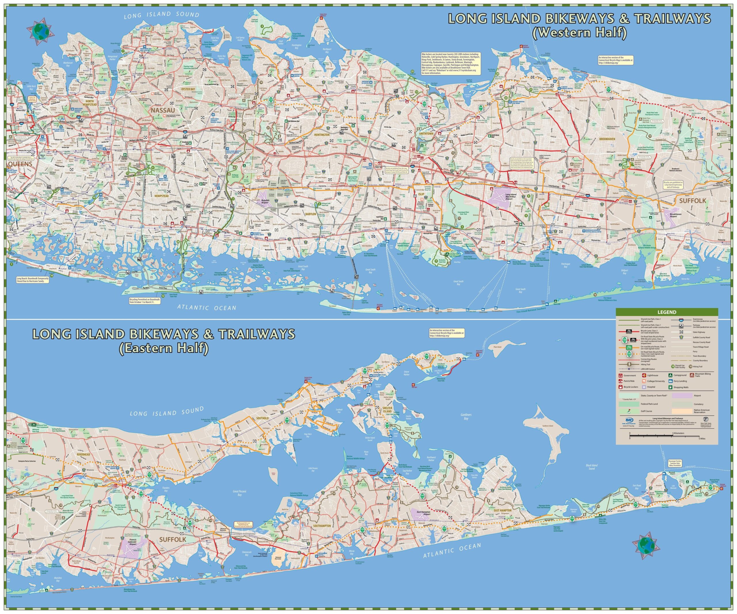 Map Of Long Island Bike Cycle Routes And Bike Lane Of Long Island