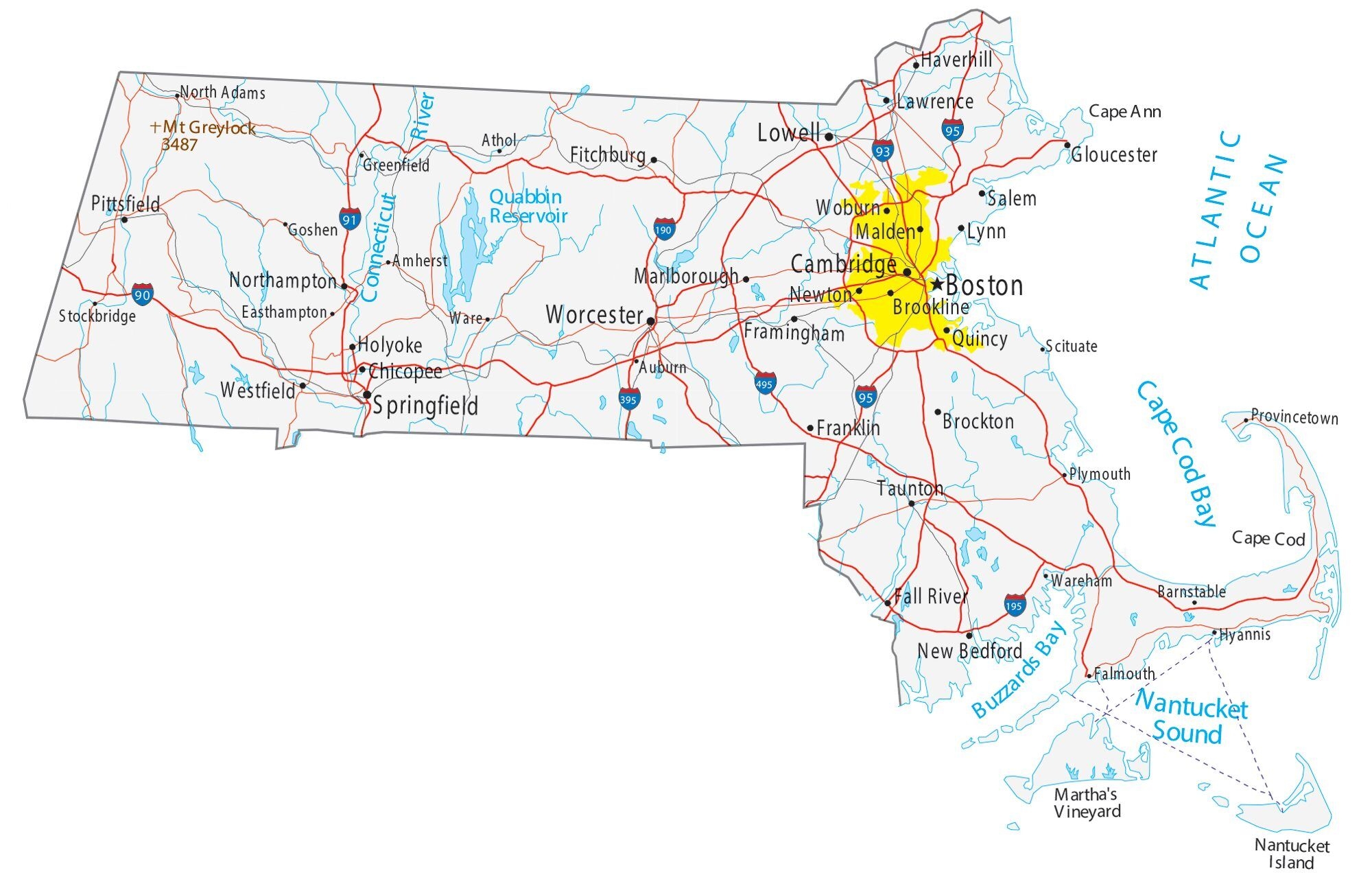 Printable Map Of Massachusetts