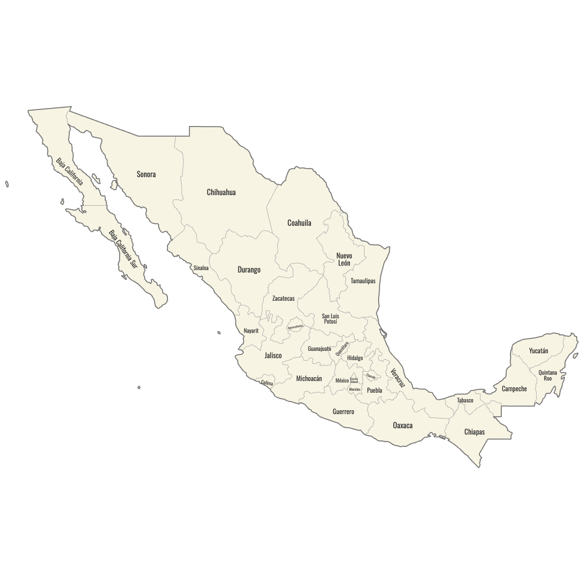 Free Printable Of Blank Mexico Map