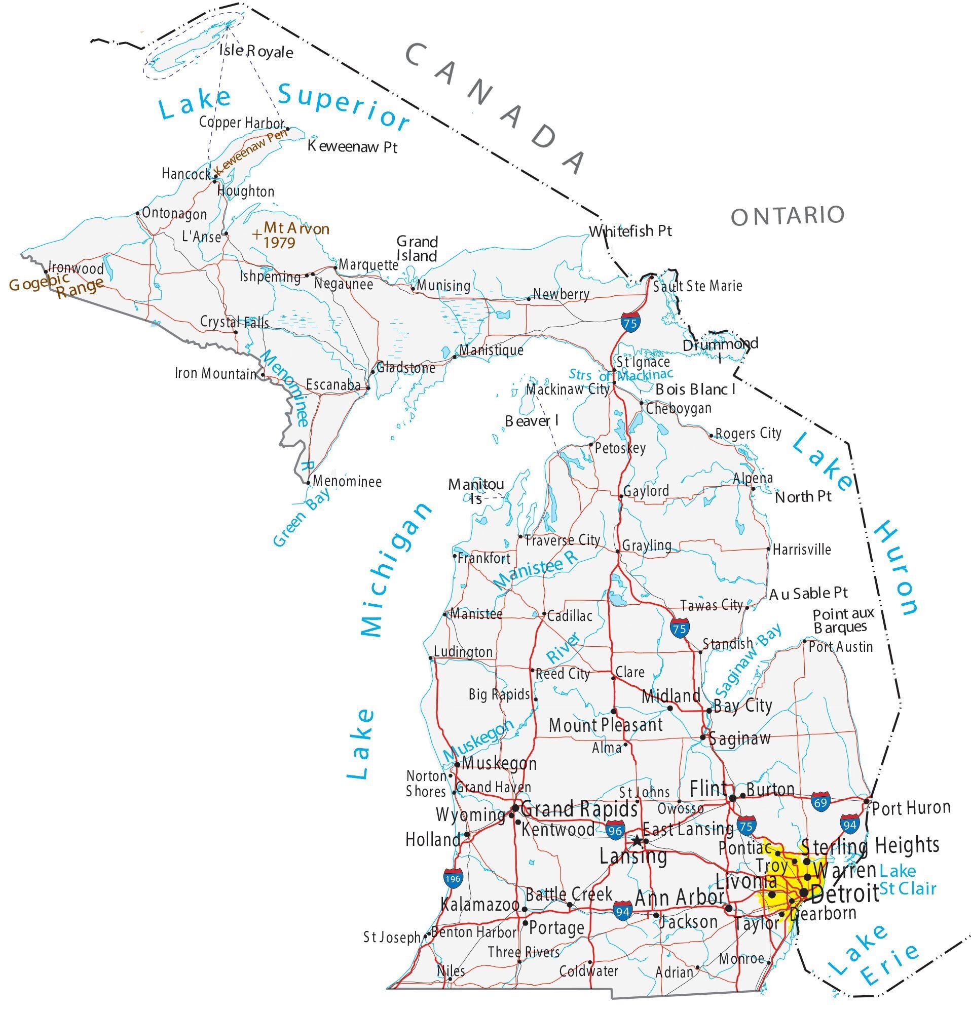 Free Printable Blank Map Of Michigan