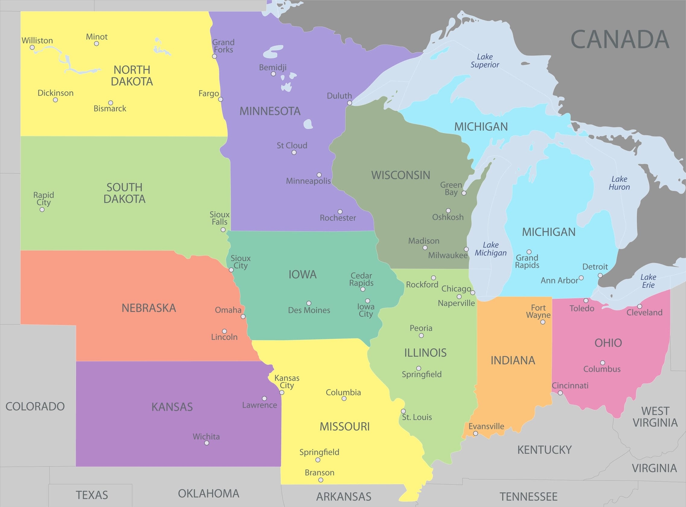 Map Of Midwest US Mappr
