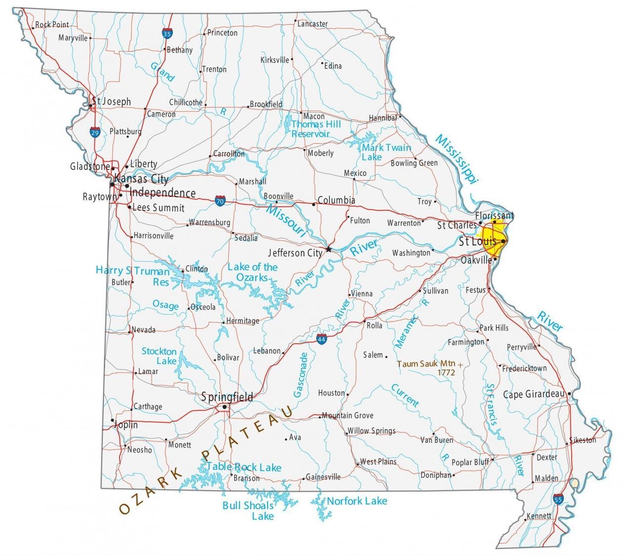 Map Of Missouri Cities And Roads GIS Geography
