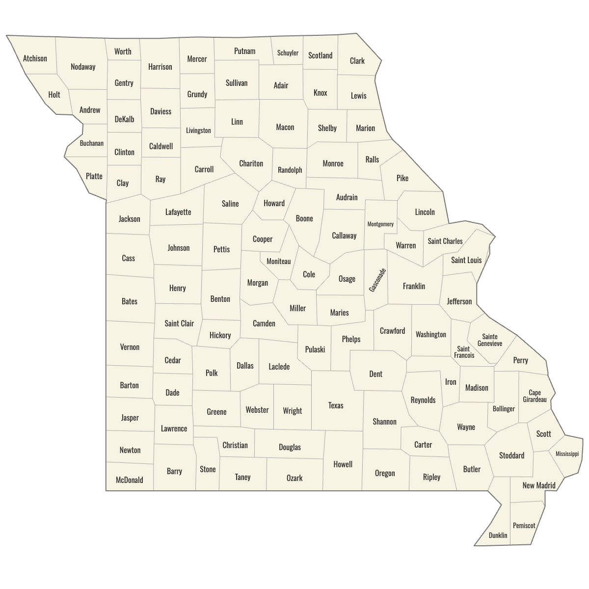 Printable Missouri County Map