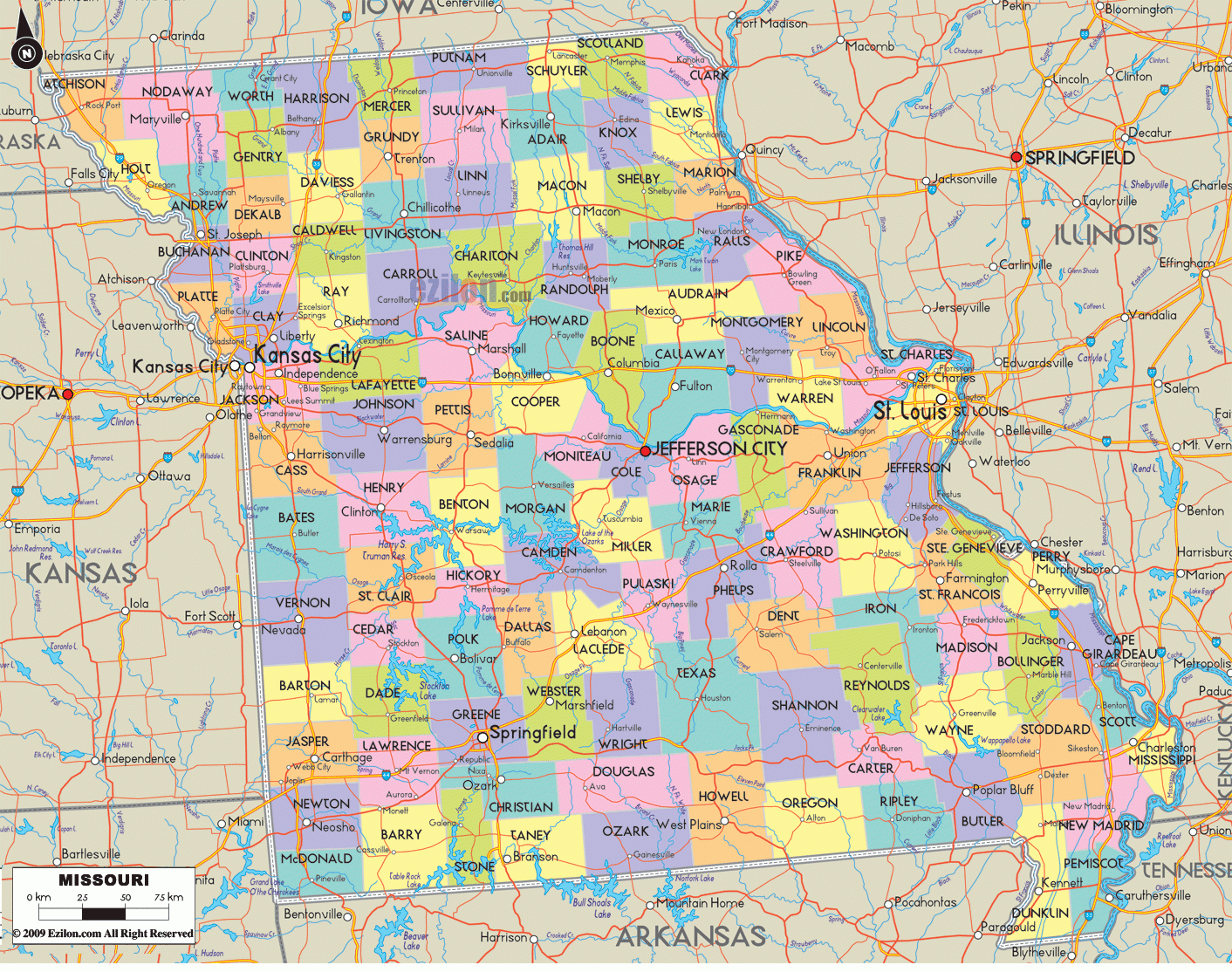 Printable Map Of Missouri Counties