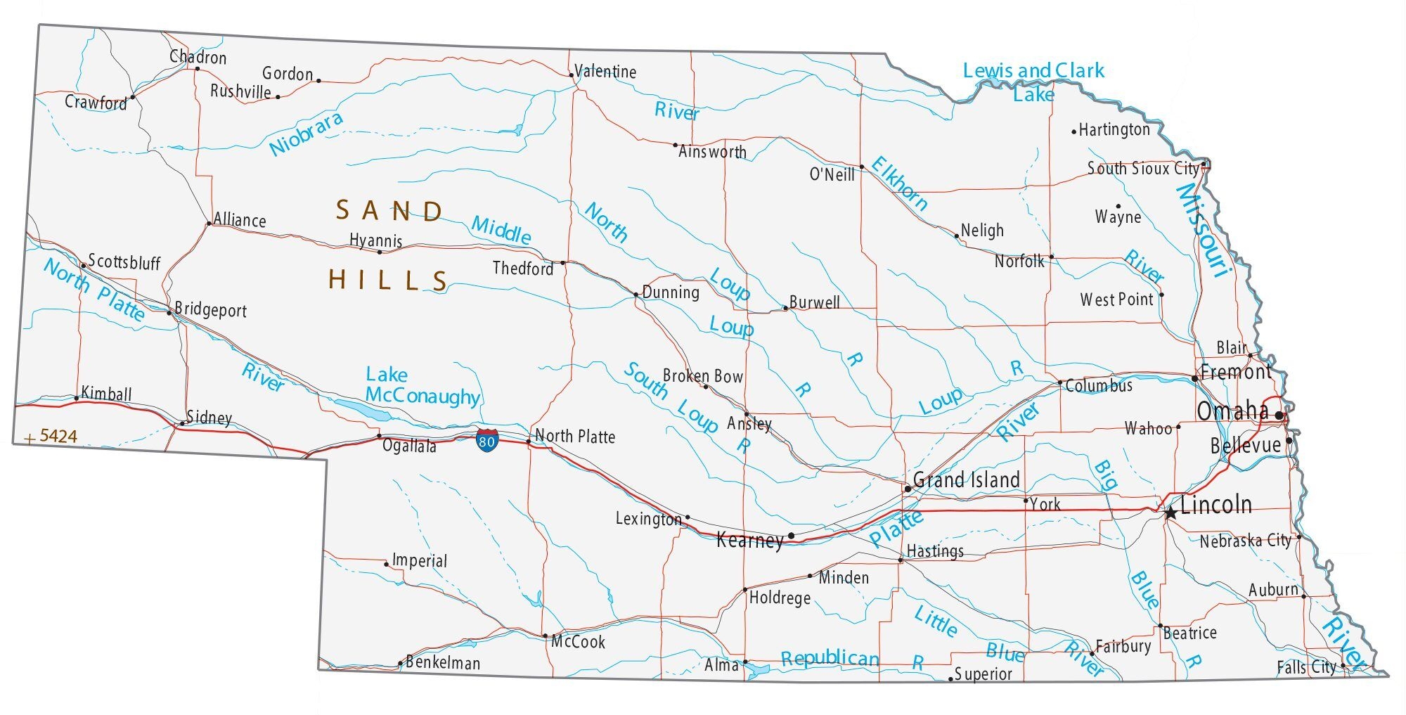 Map Of Nebraska Cities And Roads GIS Geography