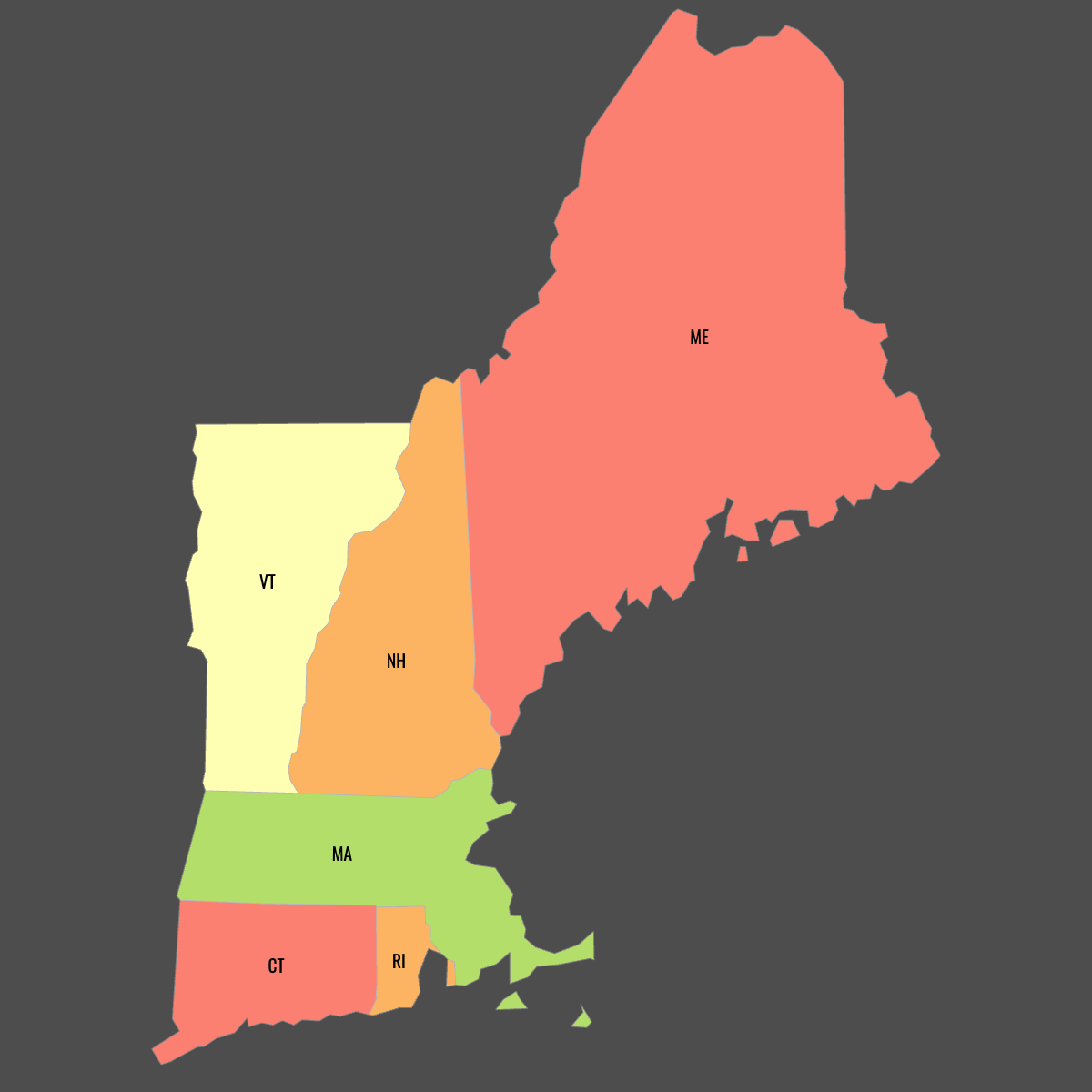Printable Map Of New England States