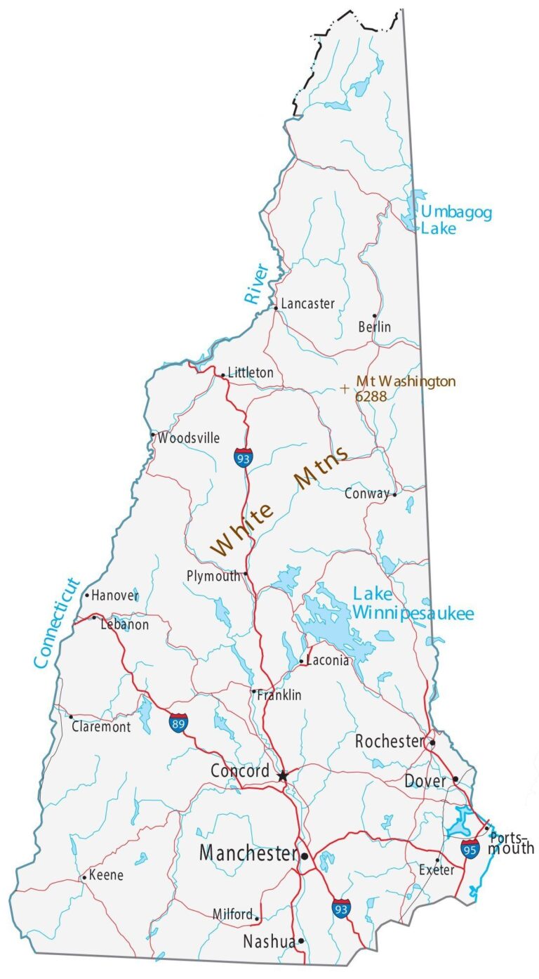 Map Of New Hampshire Cities And Roads GIS Geography