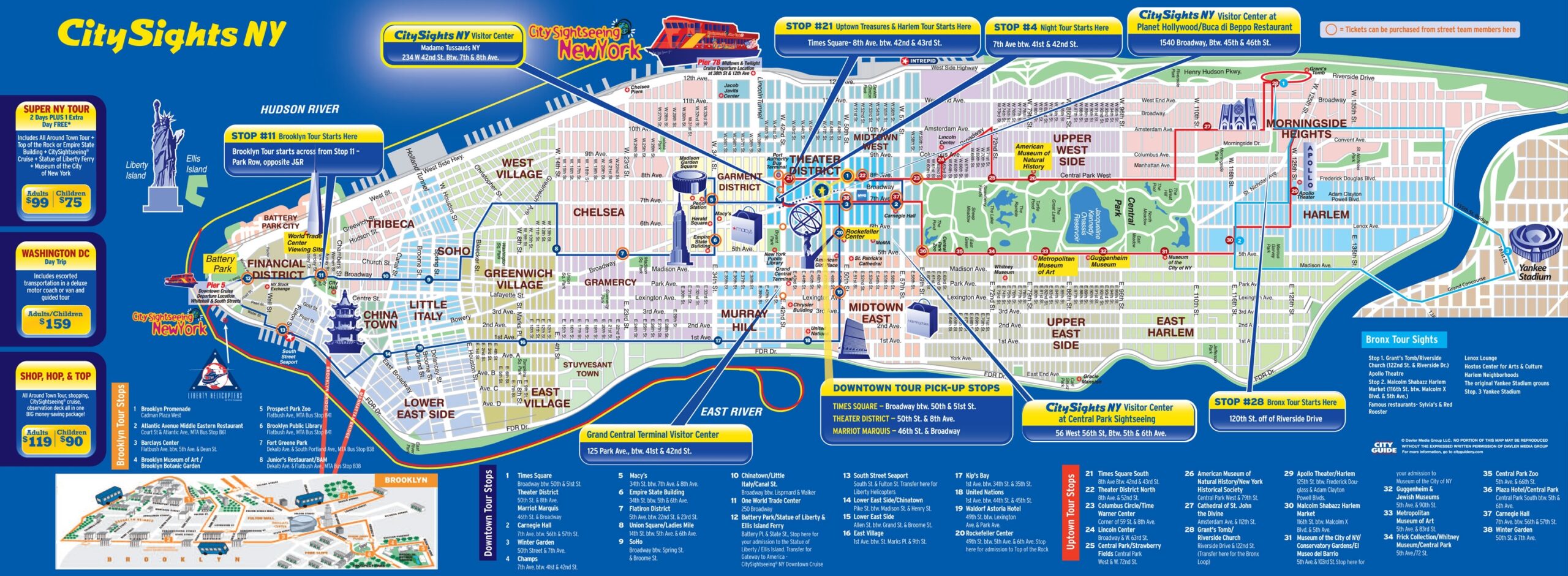 Map Of NYC Tourist Attractions Sightseeing U0026 Tourist Tour