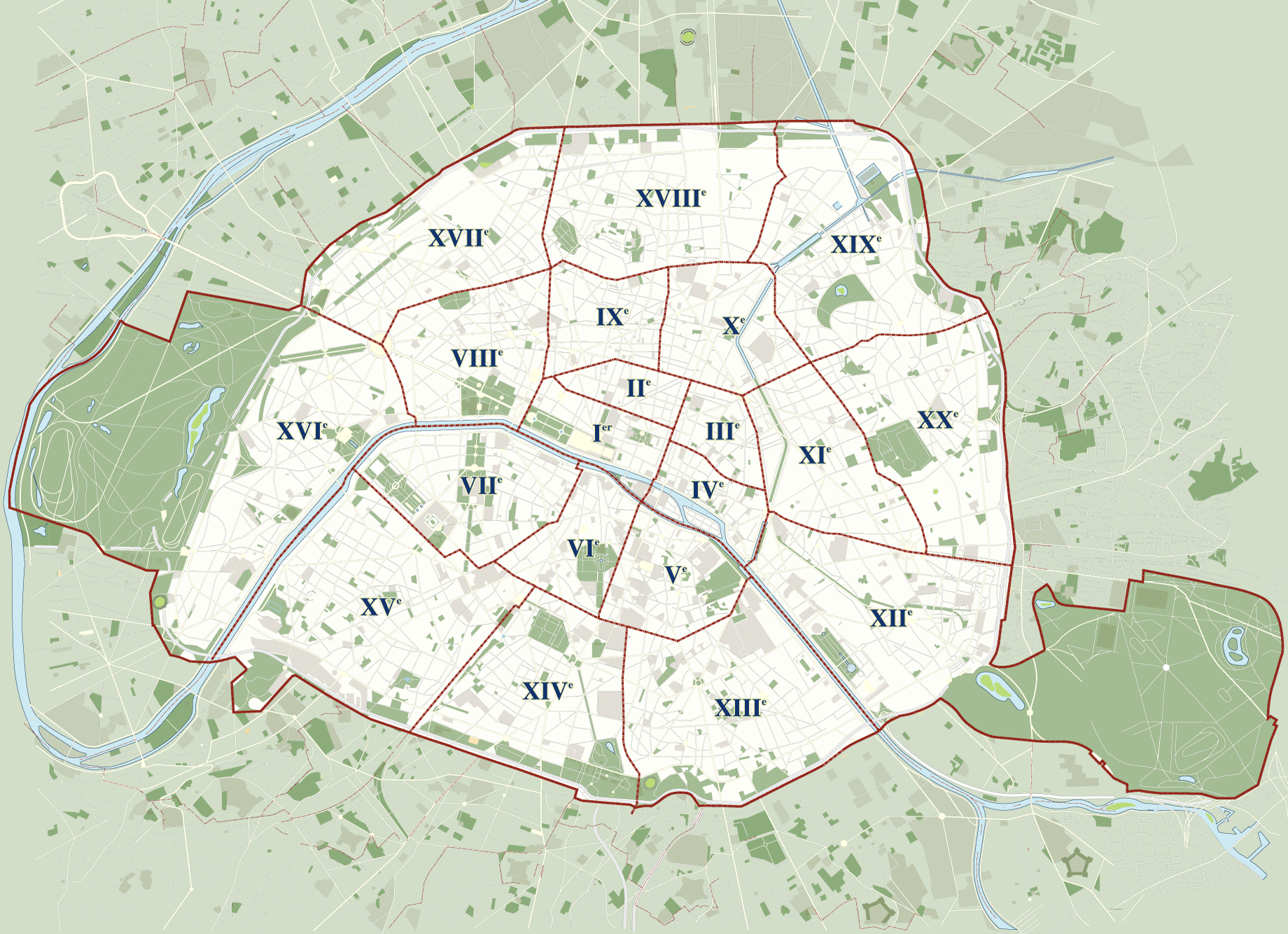 Map Of Paris 20 Boroughs arrondissements U0026 Districts