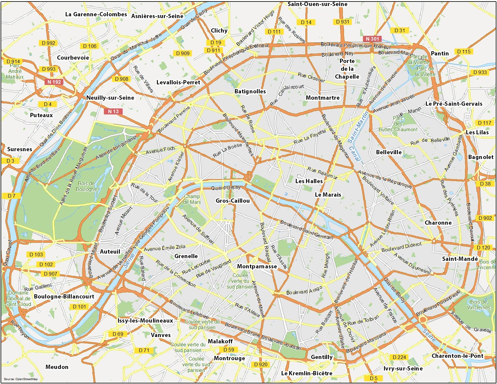 Printable Paris Map