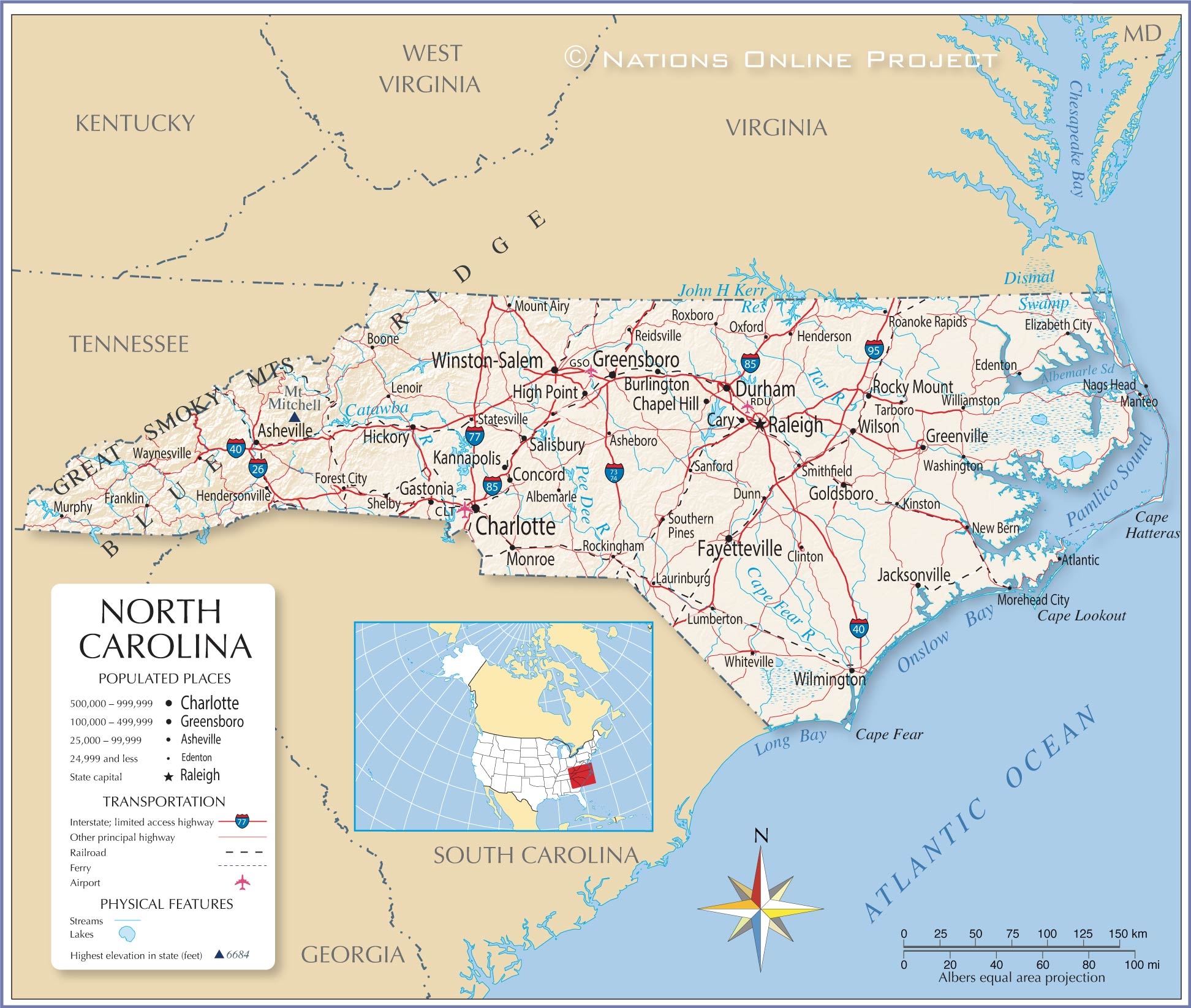Printable Map Of North Carolina