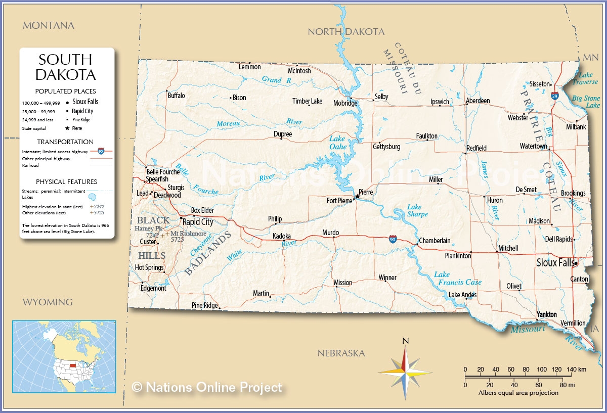 Printable South Dakota Map