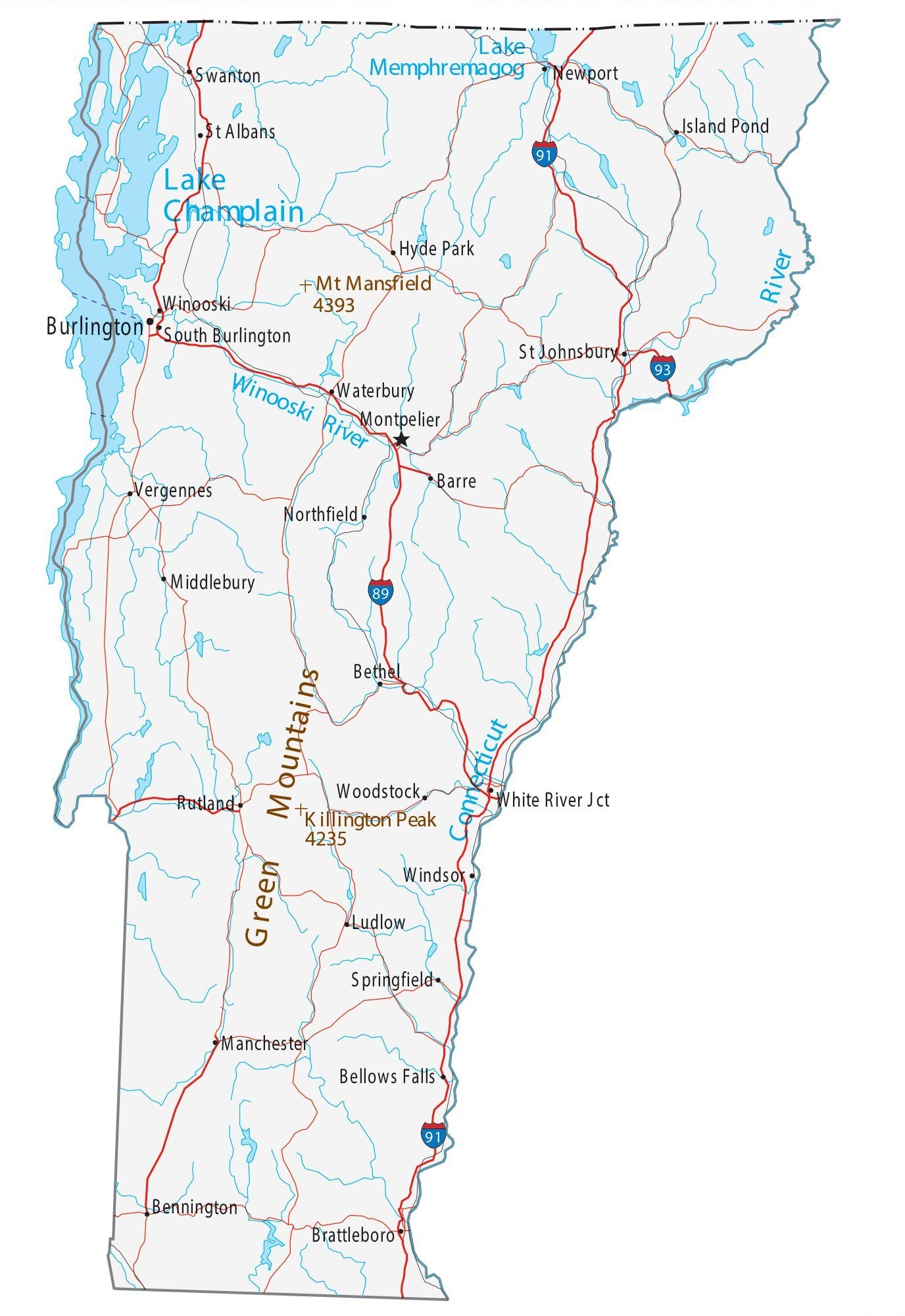 Map Of Vermont Cities And Roads GIS Geography