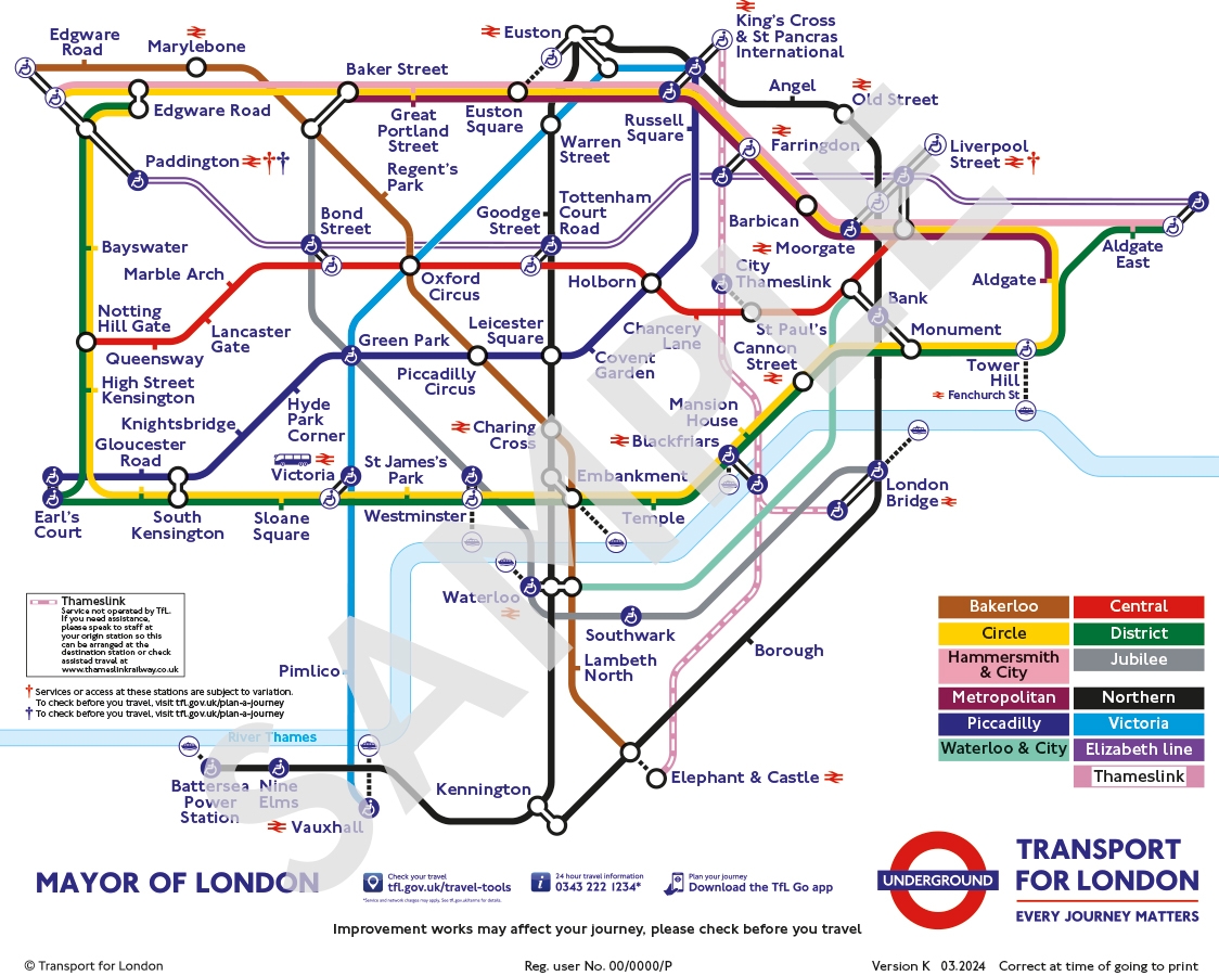 Large Printable London Underground Map