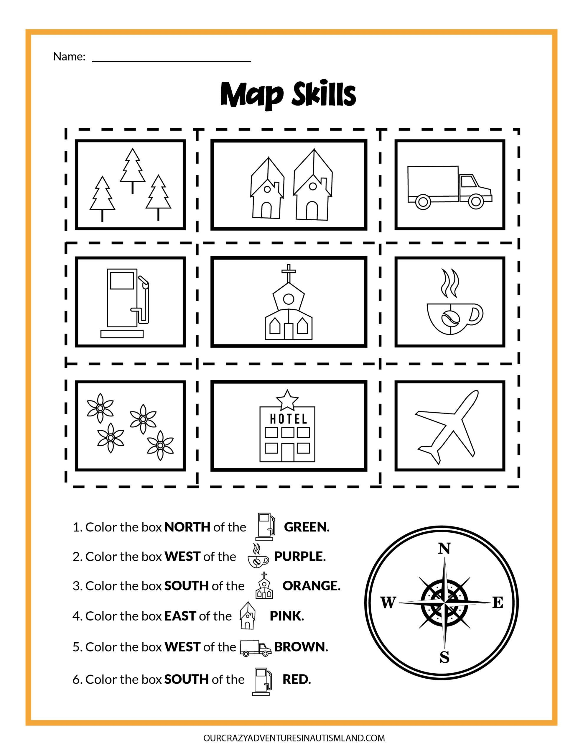 Map Skills Activity Printable Our Crazy Adventures In Autismland