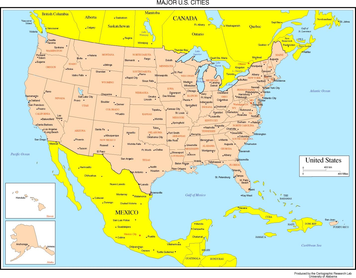 Printable Map Of Usa With Cities