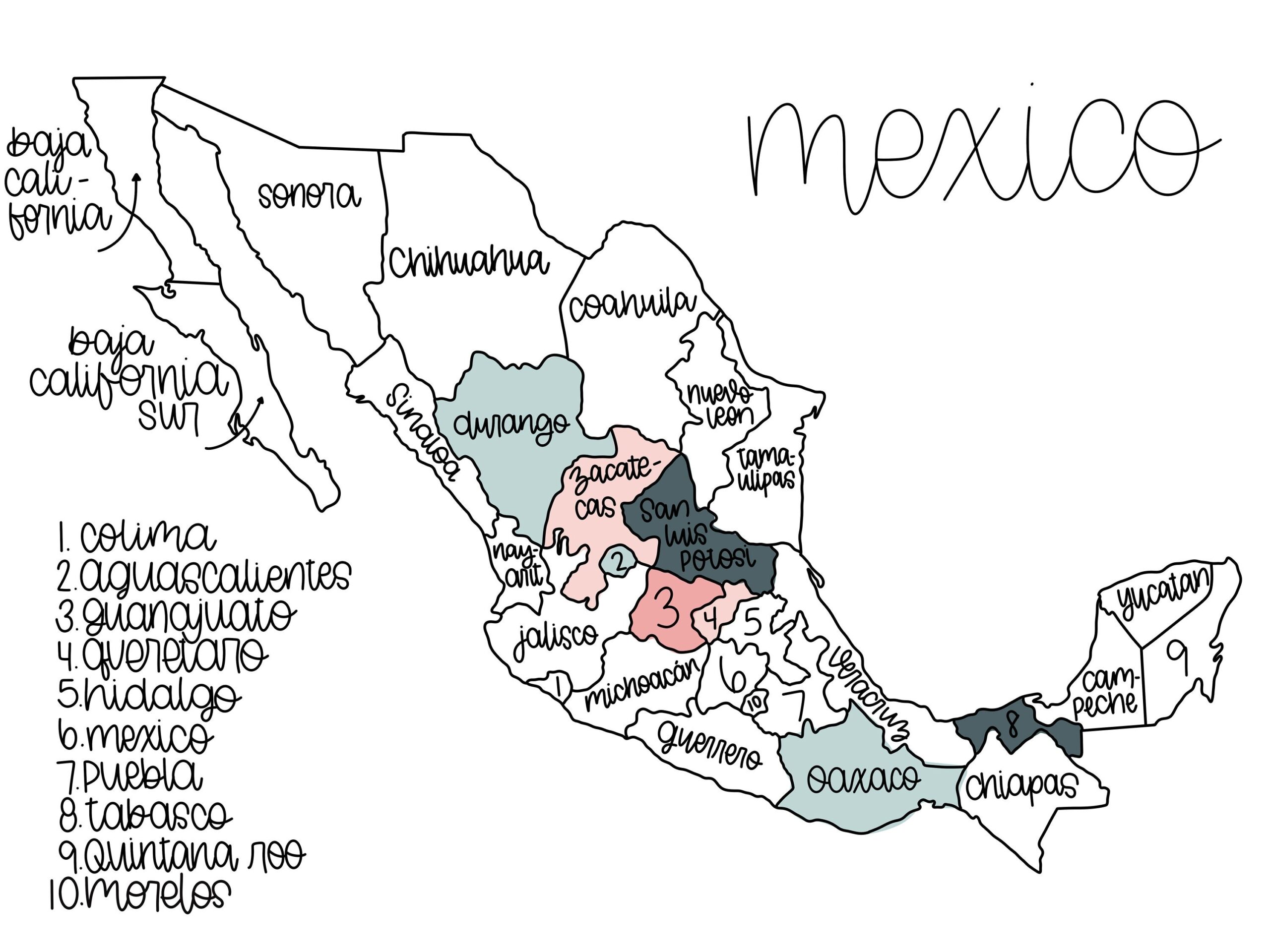 Mexico Map Digital Download Map Instant Download Map Sales Map Travel Map Tracking Map Printable Map Etsy