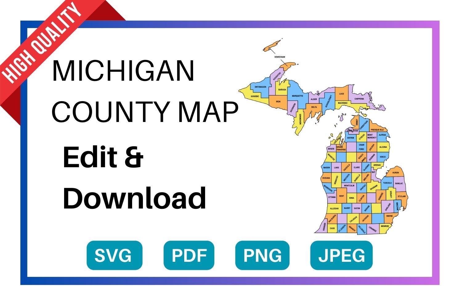 Printable County Map Of Michigan