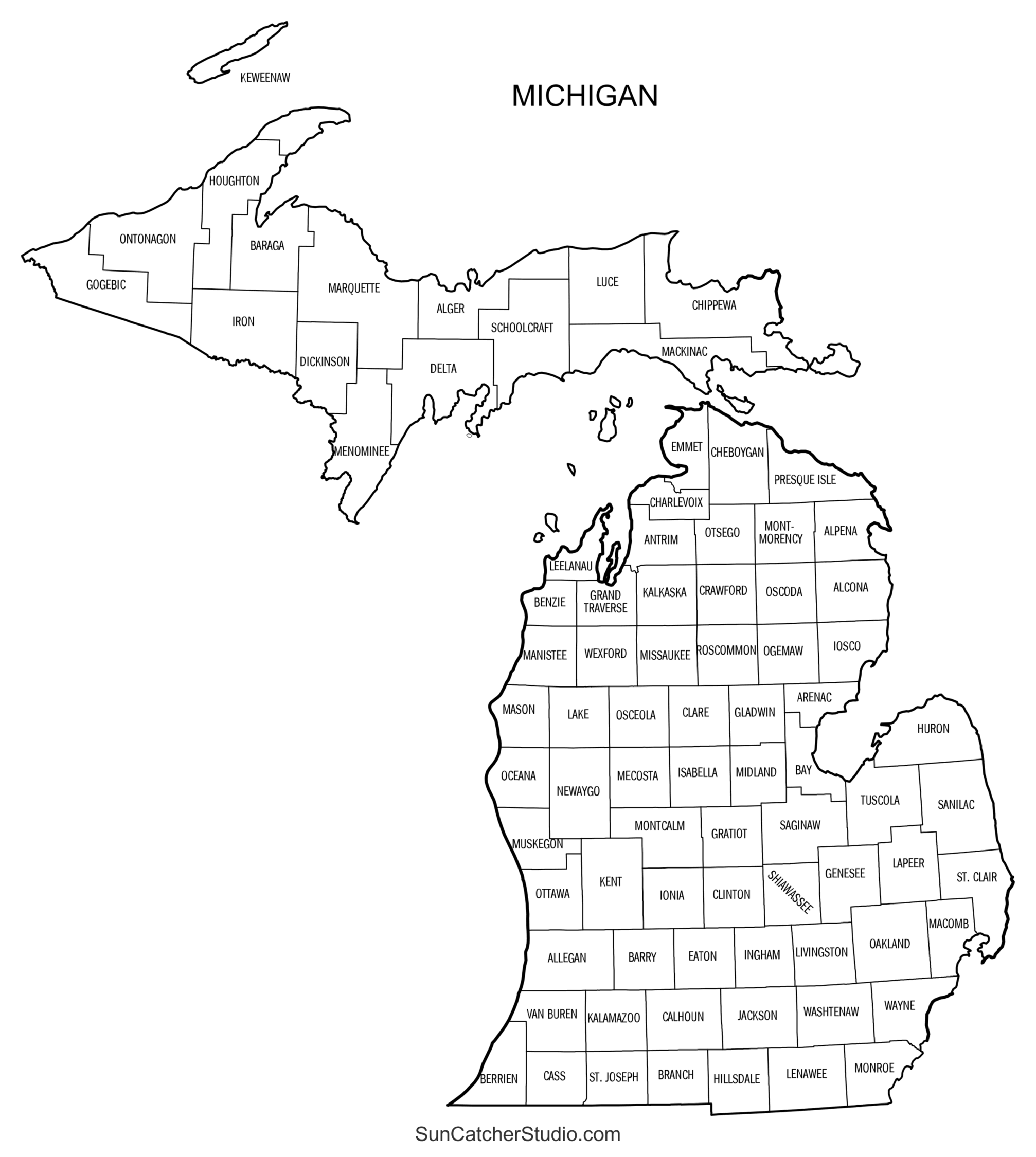 Michigan County Map Printable State Map With County Lines Free Printables Monograms Design Tools Patterns U0026 DIY Projects