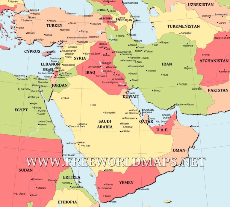 Middle East Map Freeworldmaps