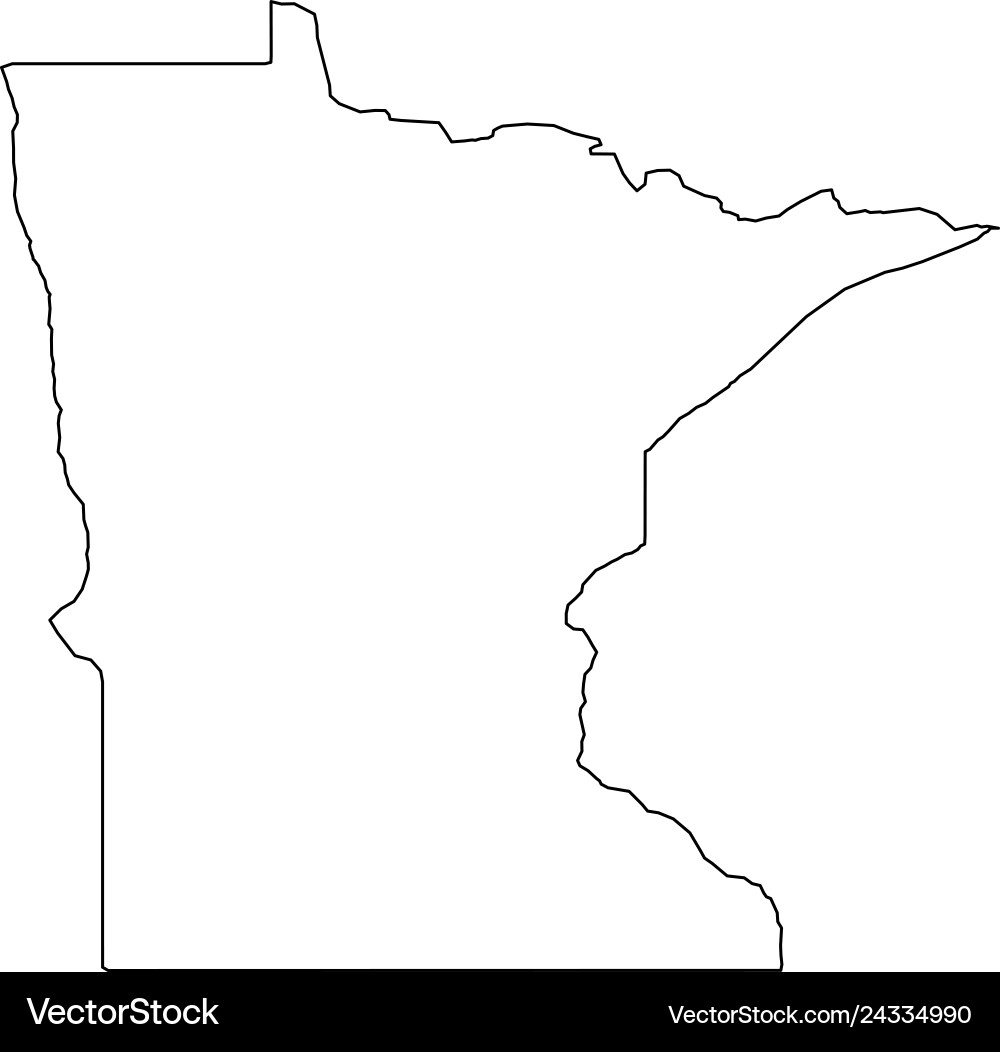 Minnesota State Of Usa Solid Black Outline Map Vector Image