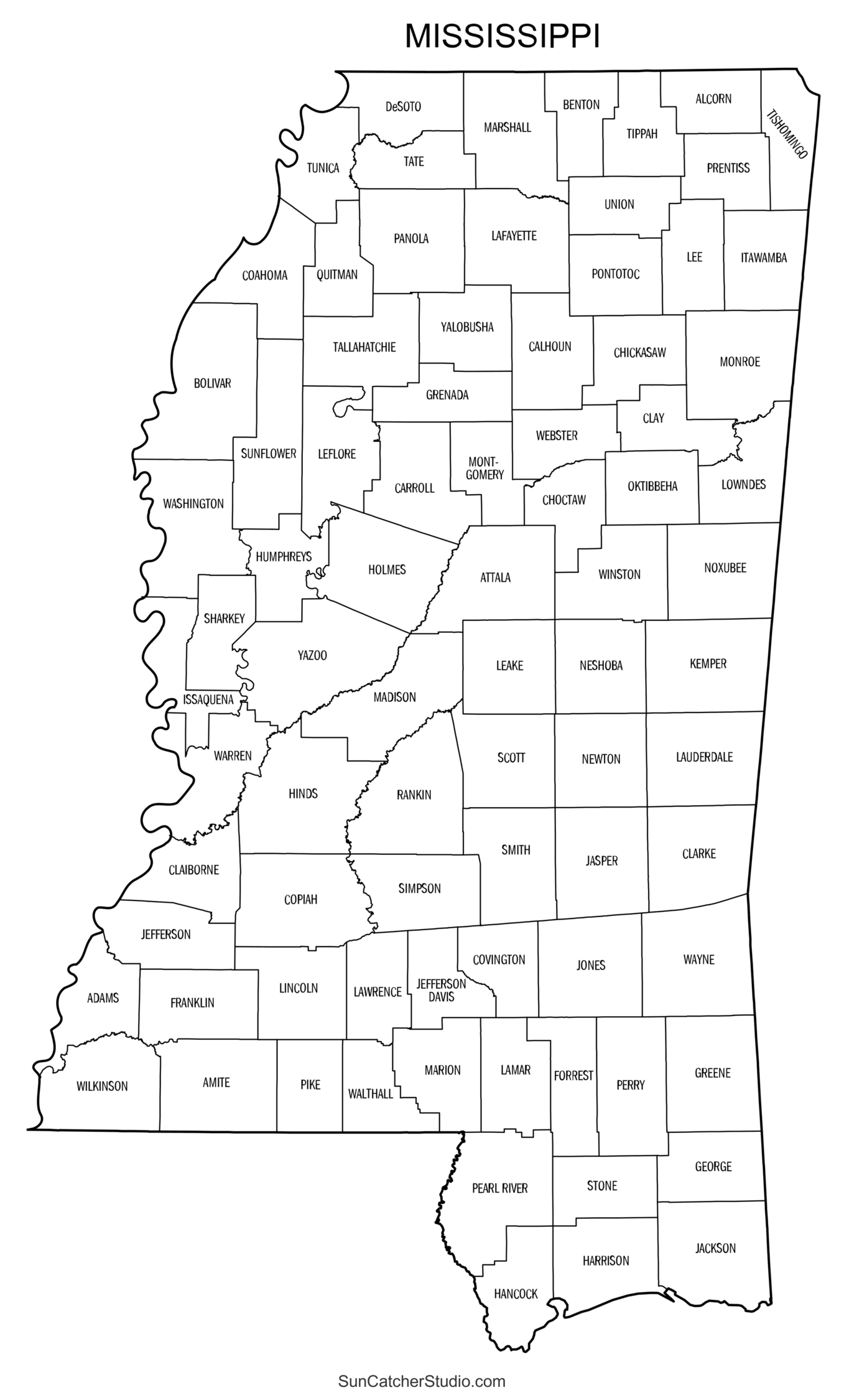 Mississippi County Map Printable State Map With County Lines Free Printables Monograms Design Tools Patterns U0026 DIY Projects