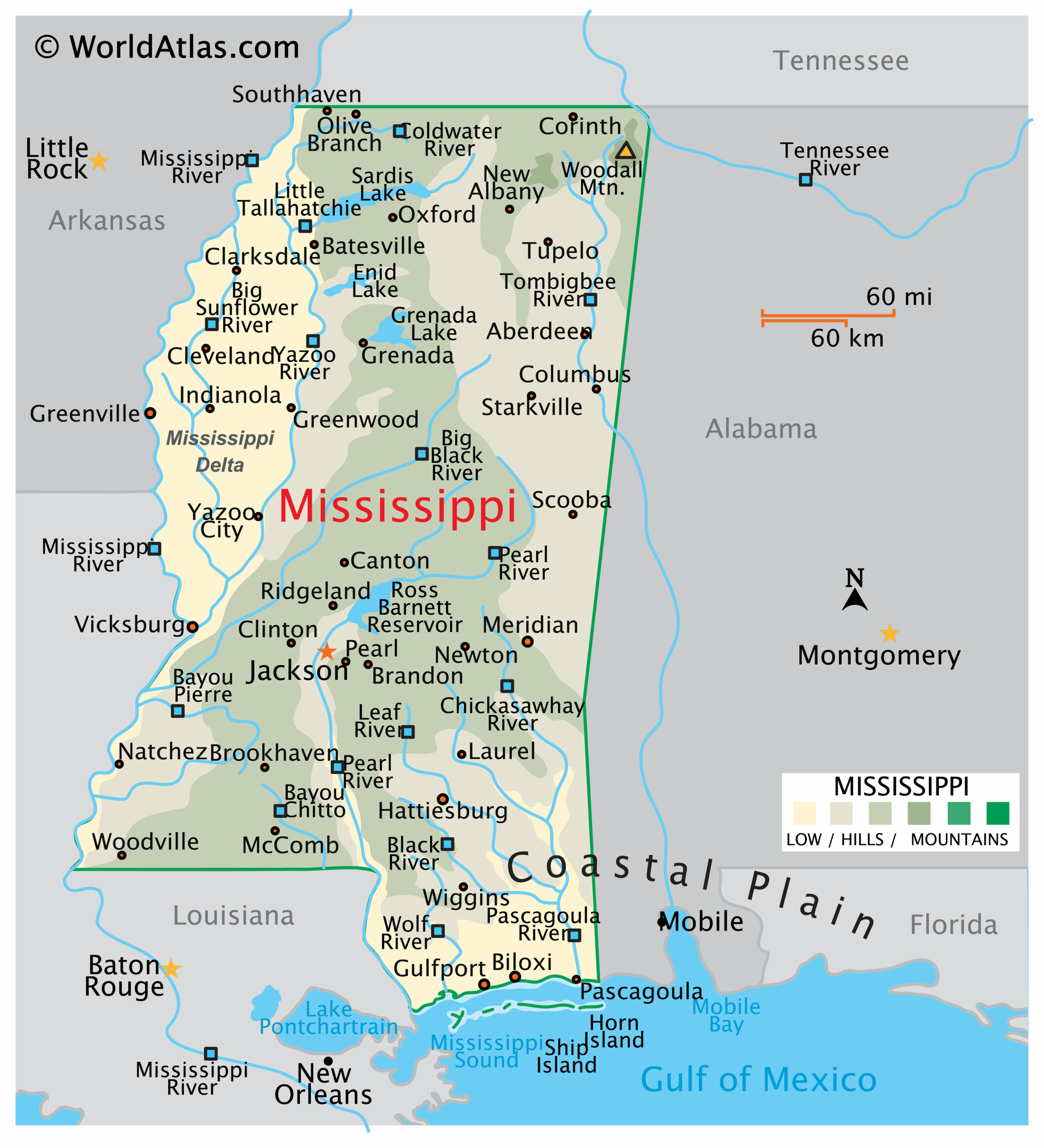 Printable Map Of Mississippi