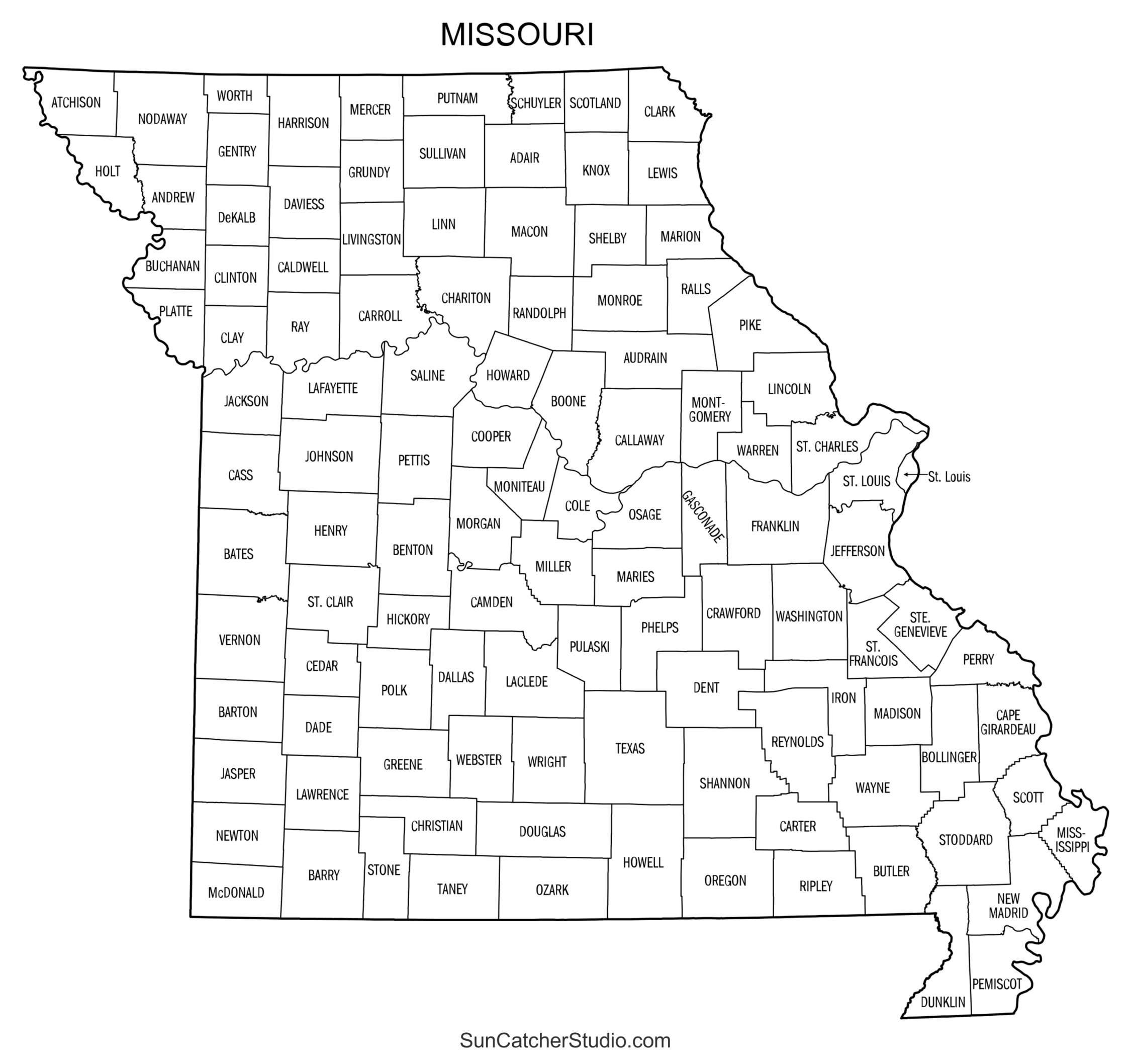 Missouri County Map Printable State Map With County Lines Free Printables Monograms Design Tools Patterns U0026 DIY Projects