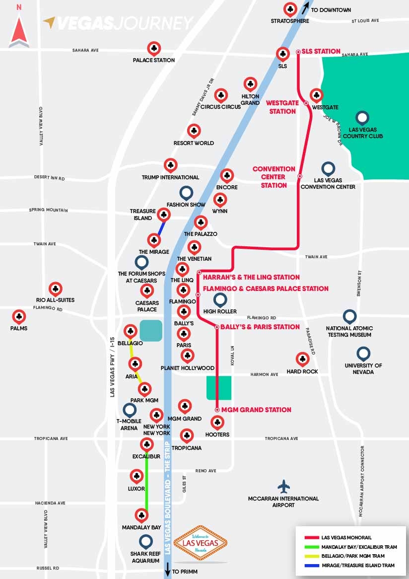 Monorail Tram U0026 Strip Map Las Vegas Maps VegasJourney