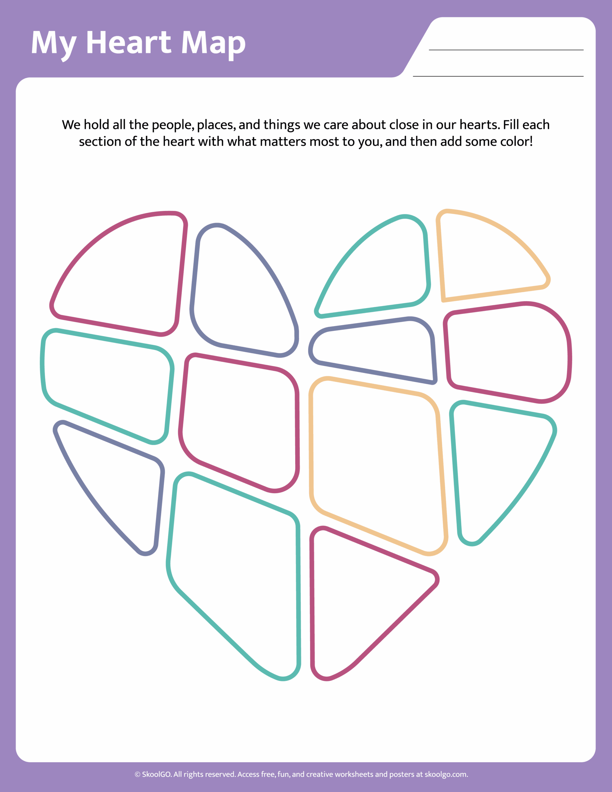 Template My Heart Map Free Printable